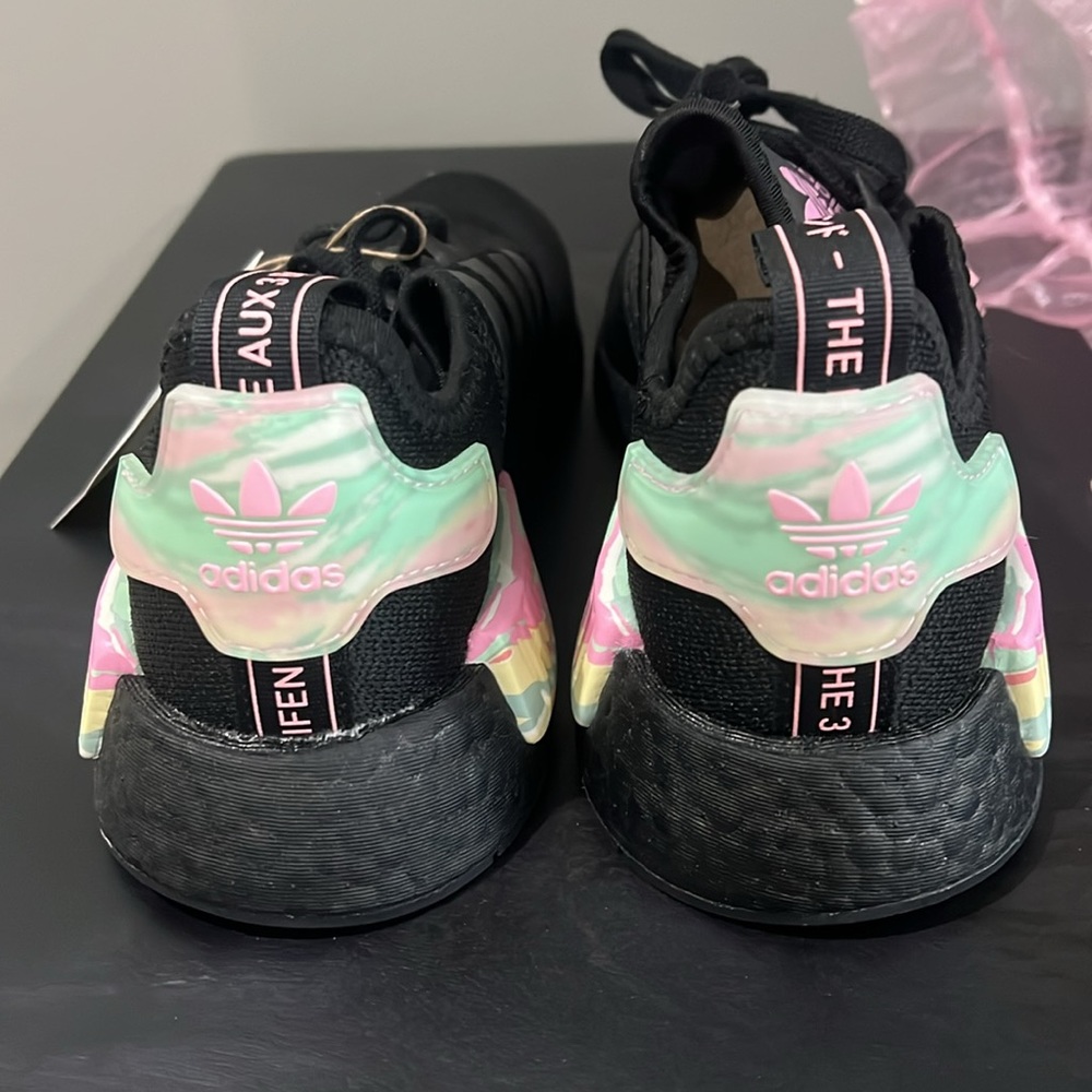 Adidas Black and Pink Sneakers with NMD Sole & Bling Crystal - Picture 2 of 4